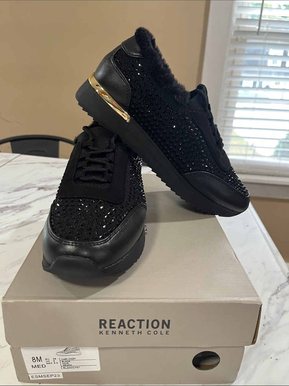 Kenneth Cole Reaction Women's Black Embellished Sneakers